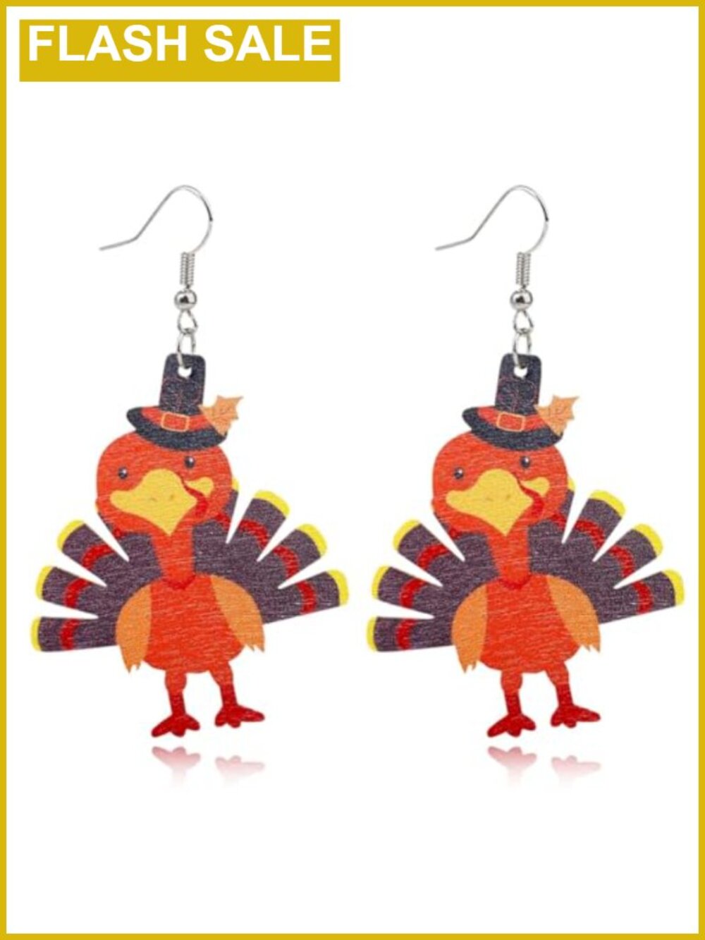 Wood Dangle Earrings Thanksgiving Turkey Pumpkin Fall Jewelry